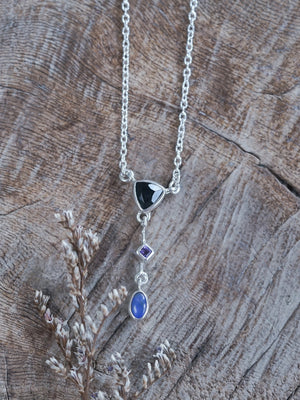 Dark Matter Spinel, Amethyst and Opal Necklace - Gardens of the Sun | Ethical Jewelry