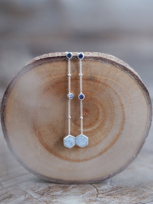 Day Constellation Moonstone and Iolite Earrings - Gardens of the Sun | Ethical Jewelry
