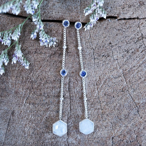 Day Constellation Moonstone and Iolite Earrings - Gardens of the Sun | Ethical Jewelry