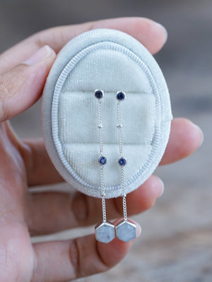 Day Constellation Moonstone and Iolite Earrings - Gardens of the Sun | Ethical Jewelry