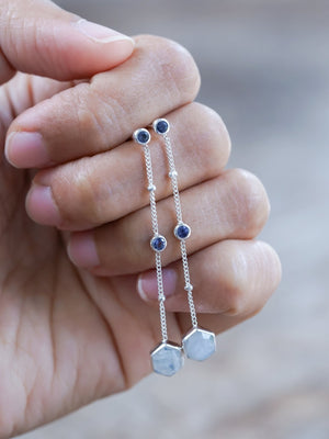 Day Constellation Moonstone and Iolite Earrings - Gardens of the Sun | Ethical Jewelry