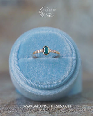 Oval Blue Diamond Ring in Ethical Gold