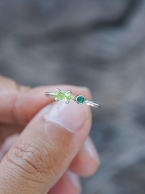 Emerald and Peridot Ring - Gardens of the Sun | Ethical Jewelry
