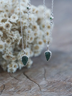 Emerald Leaf and Garnet Necklace - Gardens of the Sun | Ethical Jewelry
