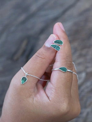 Emerald Leaf and Garnet Necklace - Gardens of the Sun | Ethical Jewelry