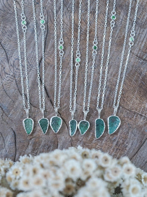 Emerald Leaf and Garnet Necklace - Gardens of the Sun | Ethical Jewelry