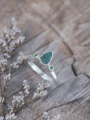 Emerald Leaf and Green Garnet Ring - Gardens of the Sun | Ethical Jewelry