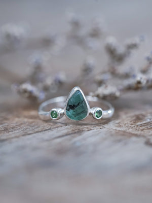 Emerald Leaf and Green Garnet Ring - Gardens of the Sun | Ethical Jewelry