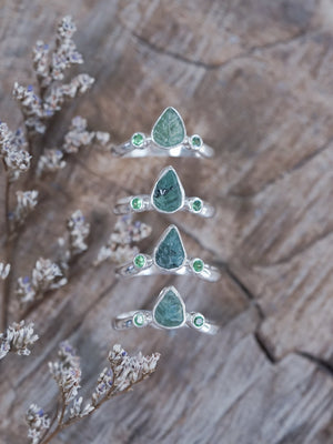 Emerald Leaf and Green Garnet Ring - Gardens of the Sun | Ethical Jewelry