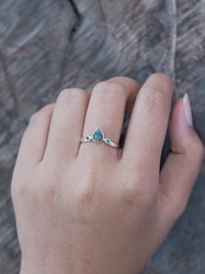 Emerald Leaf and Green Garnet Ring - Gardens of the Sun | Ethical Jewelry
