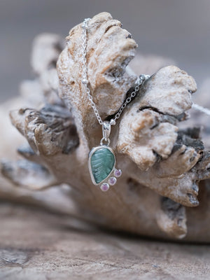 Emerald Leaf and Pink Sapphire Necklace - Gardens of the Sun | Ethical Jewelry