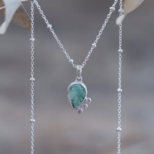 Emerald Leaf and Pink Sapphire Necklace - Gardens of the Sun | Ethical Jewelry
