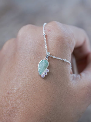 Emerald Leaf and Pink Sapphire Necklace - Gardens of the Sun | Ethical Jewelry