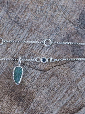 Emerald Leaf and Sapphire Necklace - Gardens of the Sun | Ethical Jewelry