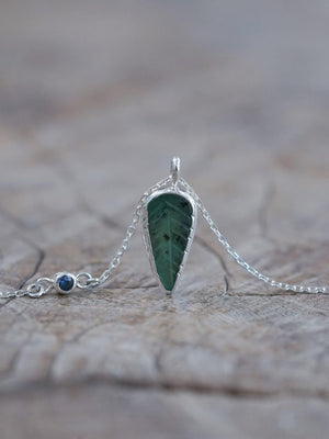 Emerald Leaf and Sapphire Necklace - Gardens of the Sun | Ethical Jewelry