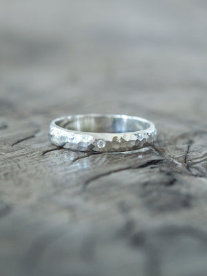 Faceted Wedding Ring in Silver - Gardens of the Sun | Ethical Jewelry