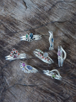 Five Rainbow Moonstone Nesting Ring - Gardens of the Sun | Ethical Jewelry