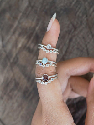 Five Rainbow Moonstone Nesting Ring - Gardens of the Sun | Ethical Jewelry