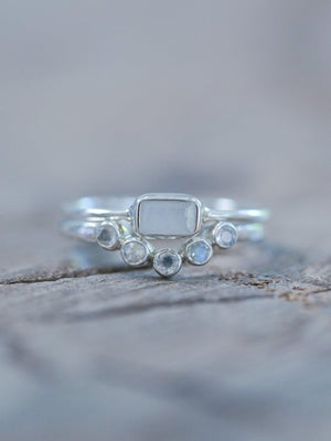 Five Rainbow Moonstone Nesting Ring - Gardens of the Sun | Ethical Jewelry