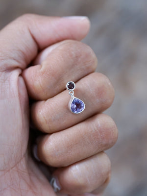 Garnet and Amethyst Dangling Earrings - Gardens of the Sun | Ethical Jewelry