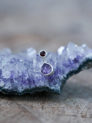 Garnet and Amethyst Dangling Earrings - Gardens of the Sun | Ethical Jewelry