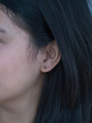 Garnet and Citrine Heart Earrings - Gardens of the Sun | Ethical Jewelry