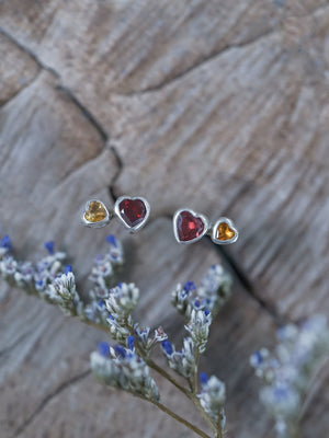 Garnet and Citrine Heart Earrings - Gardens of the Sun | Ethical Jewelry