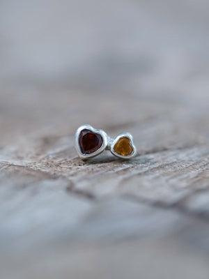 Garnet and Citrine Heart Earrings - Gardens of the Sun | Ethical Jewelry