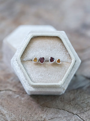 Garnet and Citrine Heart Earrings - Gardens of the Sun | Ethical Jewelry