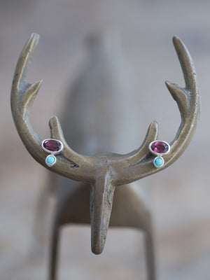 Garnet and Nevada Turquoise Earrings - Gardens of the Sun | Ethical Jewelry