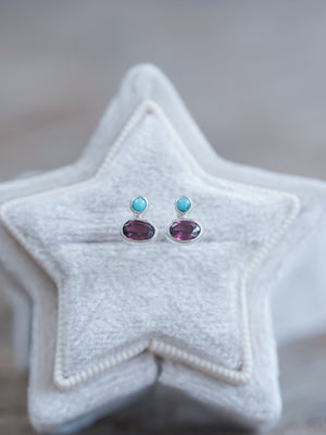 Garnet and Nevada Turquoise Earrings - Gardens of the Sun | Ethical Jewelry