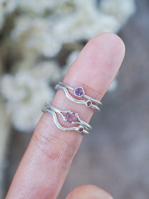 Garnet Satellite Nesting Band - Gardens of the Sun | Ethical Jewelry