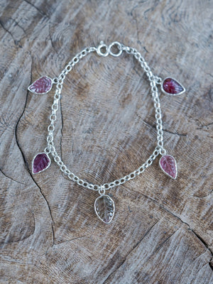 Gemstone Leaf Charm Bracelet - Gardens of the Sun | Ethical Jewelry
