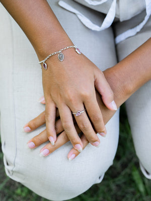 Gemstone Leaf Charm Bracelet - Gardens of the Sun | Ethical Jewelry