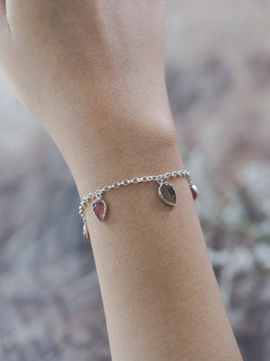 Gemstone Leaf Charm Bracelet - Gardens of the Sun | Ethical Jewelry