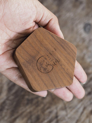 Geometric Wooden Ring Box in Walnut - Gardens of the Sun | Ethical Jewelry