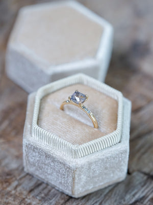 Grey Montana Sapphire and Diamond Ring in Ethical Gold - Gardens of the Sun | Ethical Jewelry