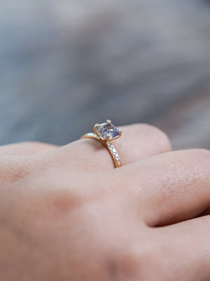 Grey Montana Sapphire and Diamond Ring in Ethical Gold - Gardens of the Sun | Ethical Jewelry