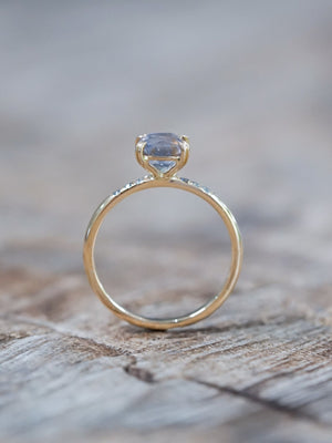 Grey Montana Sapphire and Diamond Ring in Ethical Gold - Gardens of the Sun | Ethical Jewelry