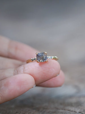 Grey Montana Sapphire and Diamond Ring in Ethical Gold - Gardens of the Sun | Ethical Jewelry