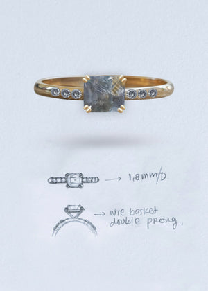 Grey Montana Sapphire and Diamond Ring in Ethical Gold - Gardens of the Sun | Ethical Jewelry