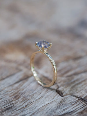 Grey Montana Sapphire and Diamond Ring in Ethical Gold - Gardens of the Sun | Ethical Jewelry