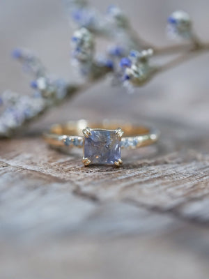 Grey Montana Sapphire and Diamond Ring in Ethical Gold - Gardens of the Sun | Ethical Jewelry