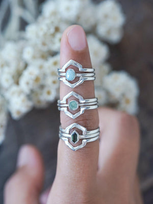 Hexagon Crown Ring Set - Gardens of the Sun | Ethical Jewelry