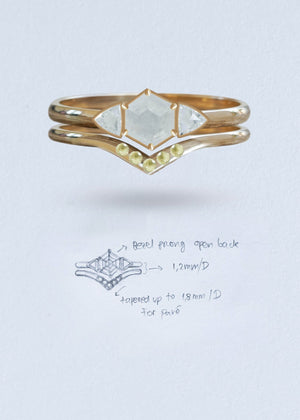 Hexagon Diamond and Yellow Sapphire Ring Set in Ethical Gold - Gardens of the Sun | Ethical Jewelry