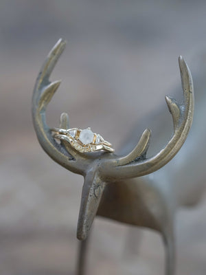 Hexagon Diamond and Yellow Sapphire Ring Set in Ethical Gold - Gardens of the Sun | Ethical Jewelry