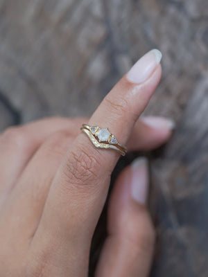 Hexagon Diamond and Yellow Sapphire Ring Set in Ethical Gold - Gardens of the Sun | Ethical Jewelry