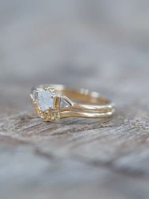 Hexagon Diamond and Yellow Sapphire Ring Set in Ethical Gold - Gardens of the Sun | Ethical Jewelry