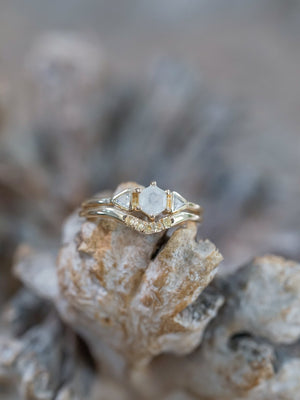 Hexagon Diamond and Yellow Sapphire Ring Set in Ethical Gold - Gardens of the Sun | Ethical Jewelry