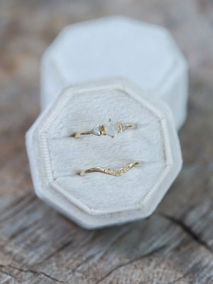 Hexagon Diamond and Yellow Sapphire Ring Set in Ethical Gold - Gardens of the Sun | Ethical Jewelry